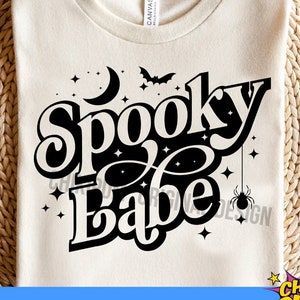 Spooky Babe SVG PNG: Retro Halloween Shirt Design (Digital Download)