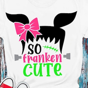 Dus Franken schattig Svg, Halloween meisje Svg, Miss Frankenstein Svg, Monster Svg, dxf, eps, png, kinderen gesneden bestanden, silhouet Cricut