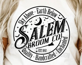 Salem Broom Company SVG PNG : fichier de coupe sorcière Halloween (téléchargement numérique)