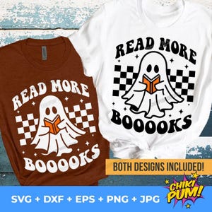 Read More Booooks SVG Png, Retro Ghost SVG, Trendy Halloween PNG, Teacher Halloween, Funny Halloween, Ghost Reader, Cut Files & Sublimation