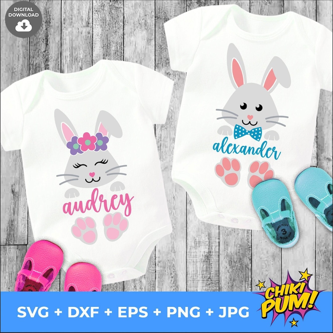 Easter Bunny Split Monogram SVG PNG: Rabbit Ears Girl Boy (digital ...