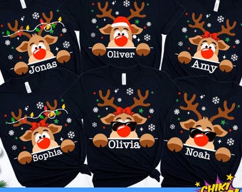 Reindeer Family Christmas SVG, Family Christmas Svg, Matching Family Name Shirt, Christmas pajamas png, Reindeer Christmas Shirt Svg PNG