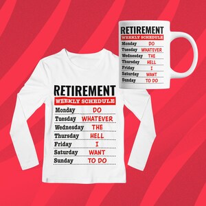 Retirement Weekly Schedule Funny Retirement Gift Retirement - Etsy