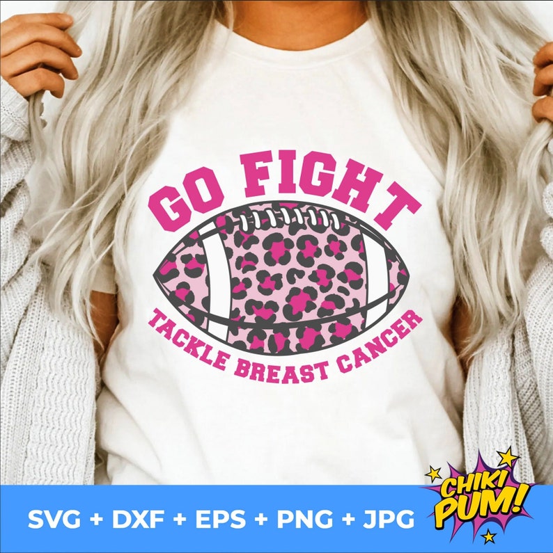 Tackle Breast Cancer Football Leopard Print SVG PNG (Digital Download)