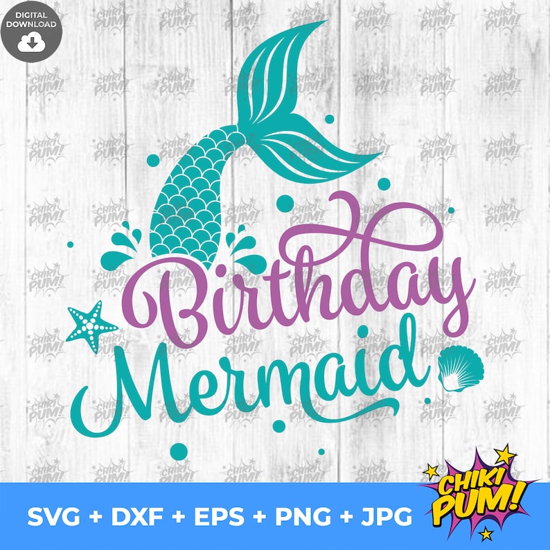 Birthday Mermaid svg, Mermaid Tail svg, Mermaid girl svg, Mermaid Party Tshirt image 6