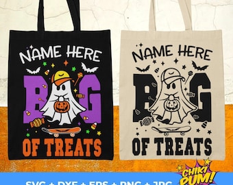 Name Beutel mit Leckereien svg, Leckereien Tasche svg, Benutzerdefinierte Kinder Name svg, Süßes oder Saures svg, cut File, Beutel mit Leckereien svg, Bag of Treats Cut Files