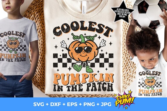 Coolest Pumpkin In The Patch SVG, Distressed Png, Retro Pumpkin Png, Fall Svg, Boy Halloween Shirt, Thanksgiving Png and Svg Files Cricut