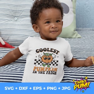 Coolest Pumpkin In The Patch SVG, Distressed Png, Retro Pumpkin Png, Fall Svg, Boy Halloween Shirt, Thanksgiving Png and Svg Files Cricut