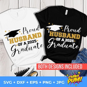 Fier mari d'un diplômé de 2025 PNG, chemise de mari fier SVG, classe de 2025 SVG coupe fichiers, sublimation png