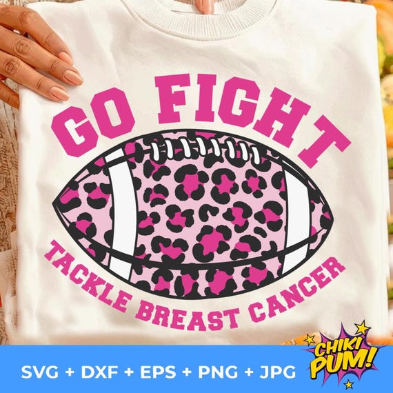 Tackle Breast Cancer Football Leopard Print SVG PNG (Digital Download)