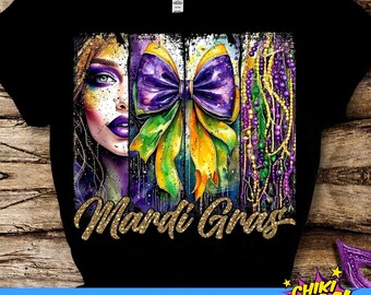 Retro Mardi Gras PNG: Fleur De Lis, Glitter Brushstroke (Digital Download)