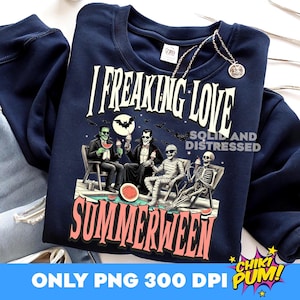 I Freaking Love Summerween PNG, Summer Halloween png, Funny Halloween Shirt Png, Horror Characters Png, Halloween in Summer Digital Png
