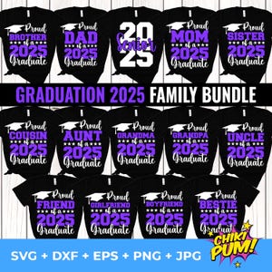 Paquete Familiar Orgulloso de Graduado 2025 SVG, Graduación Morada, Familia de Último Año SVG, Graduación 2025 SVG, Orgulloso Último Año Svg, Clase de 2025 Svg Png