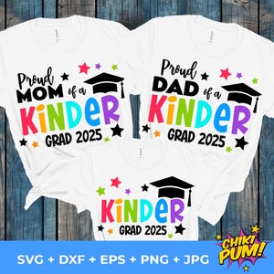 Kindergarten Graduate 2025 Family Bundle PNG, Stolze Mama, stolzer Papa, Kinder Grad 2025 SVG Schnittdateien