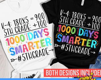 1000 Days Smarter SVG PNG: 5.Klasse Lehrer T-shirt Design (Digitaler Download)