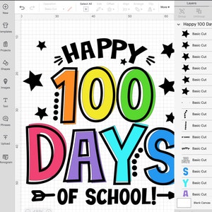 Happy 100 days of School T-shirt SVG, 100 days of School PNG, 100 days shirt svg cut files & PNG sublimation dtf