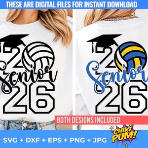Senior 2026 Volleyball SVG PNG: Class of 2026 Shirt Design (Digital Download)
