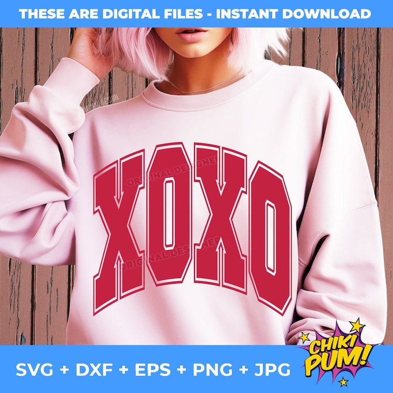 Retro Valentine XOXO SVG PNG: Varsity Hugs and Kisses (digital Download ...