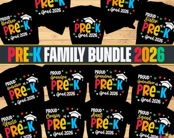 Pre-K Graduation 2026 SVG PNG Bundle: Proud Family Cut Files (Digital Download, 13 Files)