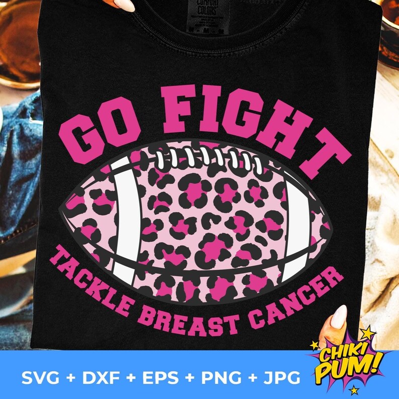 Tackle Breast Cancer Football Leopard Print SVG PNG (Digital Download)
