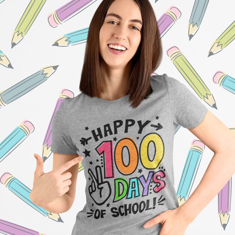 Happy 100 days of School SVG, 100 days of School Svg, 100th day of School Teacher Shirt, Png, Svg Files for Cricut, Sublimation PNG 300 dpi