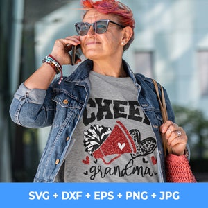 Cheer Grandma Svg, Football Leopard Print Heart Svg, Leopard Glitter Red Cheerleader Svg, Cheer Group Shirts Svg, Iron On Png
