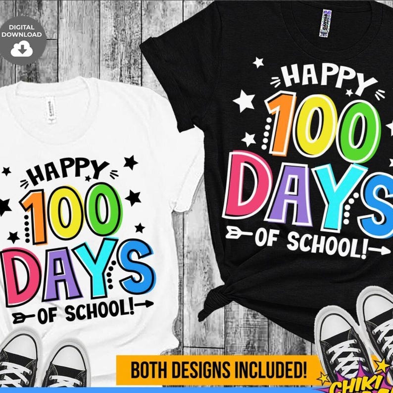 Happy 100 days of School T-shirt SVG, 100 days of School PNG, 100 days shirt svg cut files & PNG sublimation dtf