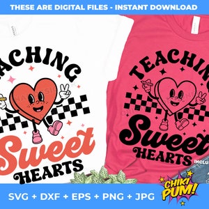 Lehren süße Herzen svg, Png, Lehrer Valentine svg, Valentinstag Lehrer svg, Valentinstag Geschenk svg, Retro Valentinstag Shirt, svg, Png