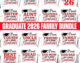 Stolz auf einen 2026 Graduate svg, Senior 2026, Graduation svg Bundle, Klasse von 2026 svg, Graduation Familie svg, dxf, eps png, Cricut, Silhouette