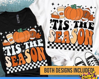 Tis The Season SVG, Retro Funny Thanksgiving SVG Png, Football Latte Coffe, Football Svg, Pumpkin Pie, Football Season, Pumpkin Spice SVG