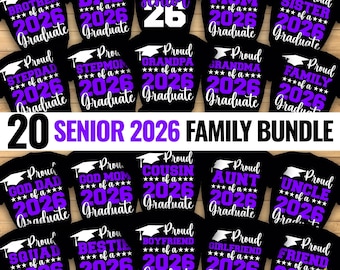 Proud Graduate Family 2026 SVG Bundle, Senior Family Svg, Graduation SVG Bundle, Proud Senior SVG, Class of 2026 Png, Graduate Purple Bundle