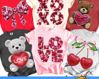 Rhinestone Valentine PNG Bundle: Sparkle Crystal Mosaic Jewel Diamond Valentines (Digital Download)