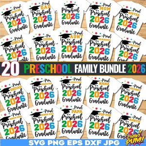 Preschool Graduation 2026 SVG PNG: Proud Family T-shirtbundel (digitale download, 20 ontwerpen)