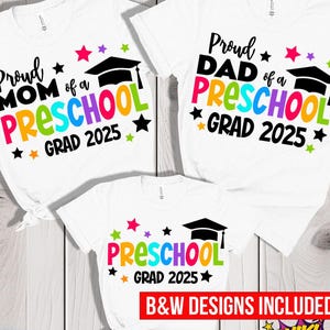 Vorschul-Abschluss 2025 Familienpaket SVG, stolze Mutter, stolzer Vater, Vorschul-Abschluss 2025 PNG, Vorschul-Shirts SVG-Schnittdateien, Png-Sublimation