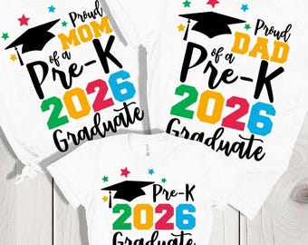 Paquete familiar de graduación de preescolar 2026: Mamá/Papá orgullosos (SVG PNG) (Descarga digital)