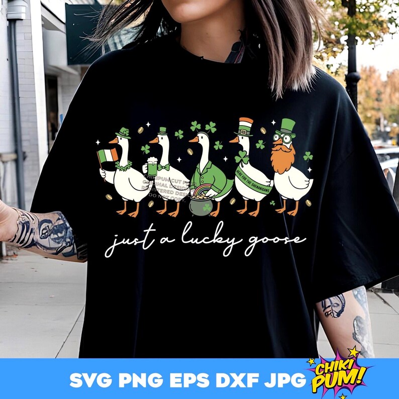 Just a Lucky Goose SVG Png St Patricks Goose Cute St Patricks Ready to print PNG 300dpi cut files Cricut/Silhouette Sublimation DTF printing