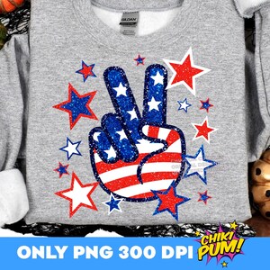 Patriottisch vredesteken png, glitter Amerikaanse vlag sublimatieontwerp, glittersterren png, 4 juli png, rood wit blauw png-ontwerp