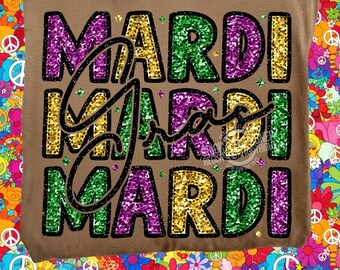 Mardi Gras SVG PNG: Glitter Fat Tuesday Cut-bestand en sublimatie Png/DTF (digitale download)