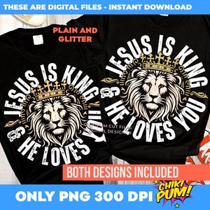 Jesus ist König Png, Jesus liebt dich Png, Löwe Jesus Png, Lord Png, christliches T-Shirt, Bibel-Vers, ästhetisches Glaubensdesign, Jesus Sublimation