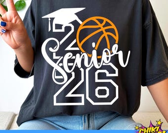 Diseño SVG PNG de baloncesto para estudiantes de último año de 2026: Diseño de la promoción de 2026 (descarga digital)