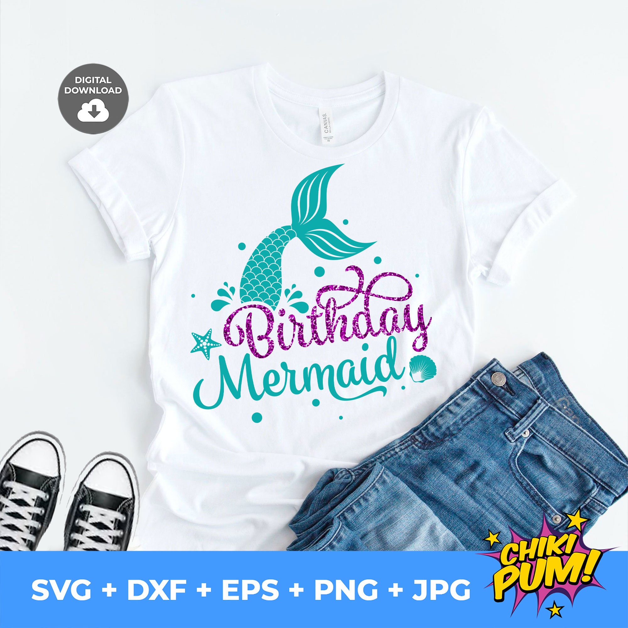 Birthday Mermaid svg, Mermaid Tail svg, Mermaid girl svg, Mermaid Par…