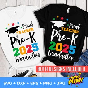 Fier professeur des diplômés de la maternelle 2025 PNG, SVG des diplômés de la maternelle 2025, chemise de l'enseignant de la maternelle préscolaire svg coupe fichiers, sublimation png de la pré-maternelle 2025