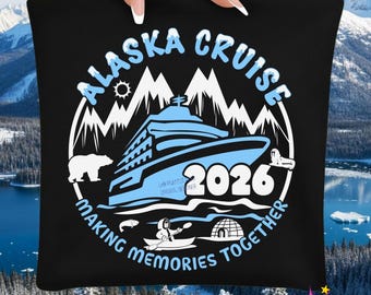 Diseño de camiseta de vacaciones familiares del crucero por Alaska 2026: archivos SVG y PNG (descarga digital)