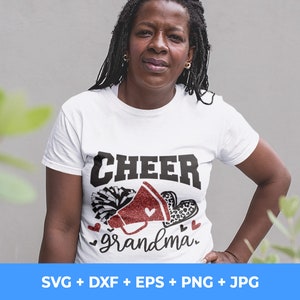 Cheer Grandma Svg, Football Leopard Print Heart Svg, Leopard Glitter Red Cheerleader Svg, Cheer Group Shirts Svg, Iron On Png
