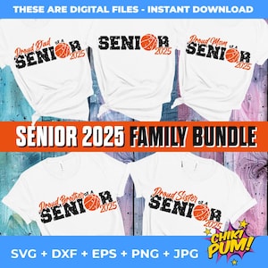 Stolze Basketball-Familie eines Senior 2025 Bundle SVG, stolz auf einen 2025 graduierten, Distressed svg, Mom Dad Bruder Schwester, Basketball Graduate