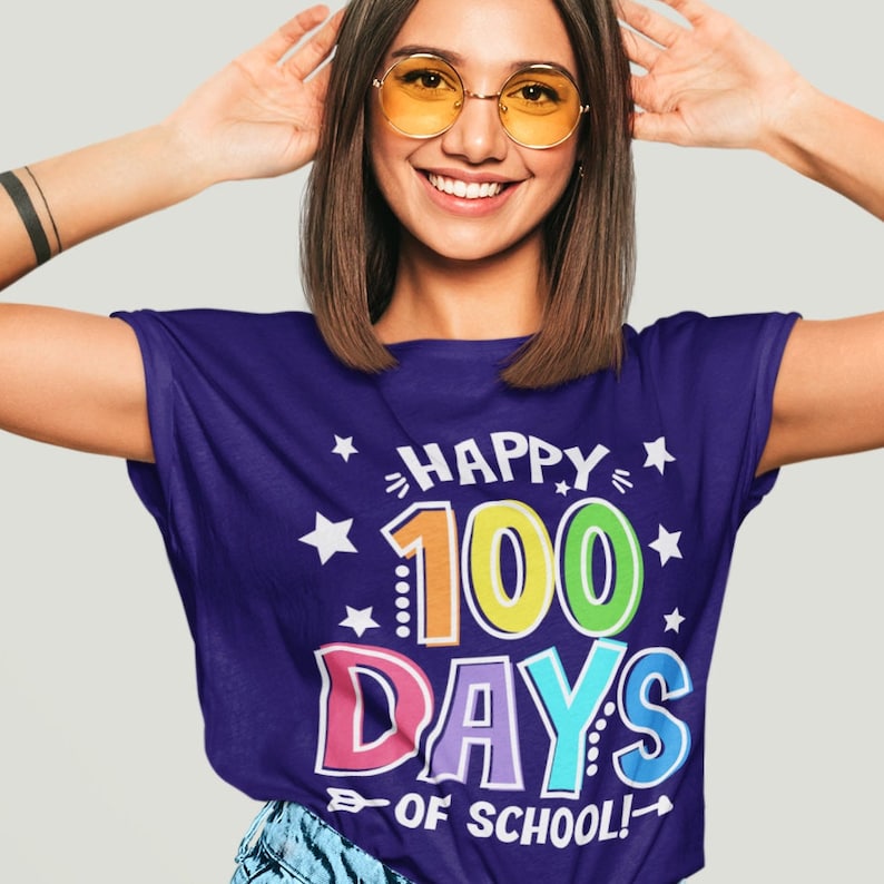 Happy 100 days of School T-shirt SVG, 100 days of School PNG, 100 days shirt svg cut files & PNG sublimation dtf