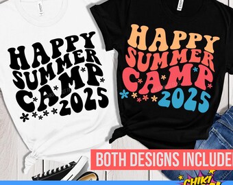 Happy Summer Camp 2025 svg, Retro Summer Camp svg, wavy, Summer Camp PNG, Summer Camp Cut Files