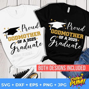Orgullosa madrina de un graduado de 2025 SVG, Graduación 2025 SVG, Senior 2025 SVG, Archivos de corte de camiseta de graduación 2025