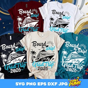 Es ist eine Abschlussreise 2026 | Es ist meine Graduation Trip Cruise 2026 SVG PNG: B & W T-Shirt Cruise Designs bereit für Sublimation / Dtf