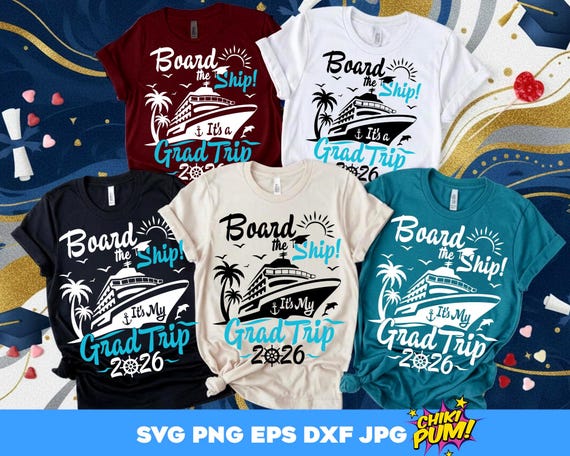 It's a Graduation Trip 2026 | It's My Graduation Trip Cruise 2026 SVG PNG: B&W T-Shirt Cruise Designs ready for Sublimation/Dtf